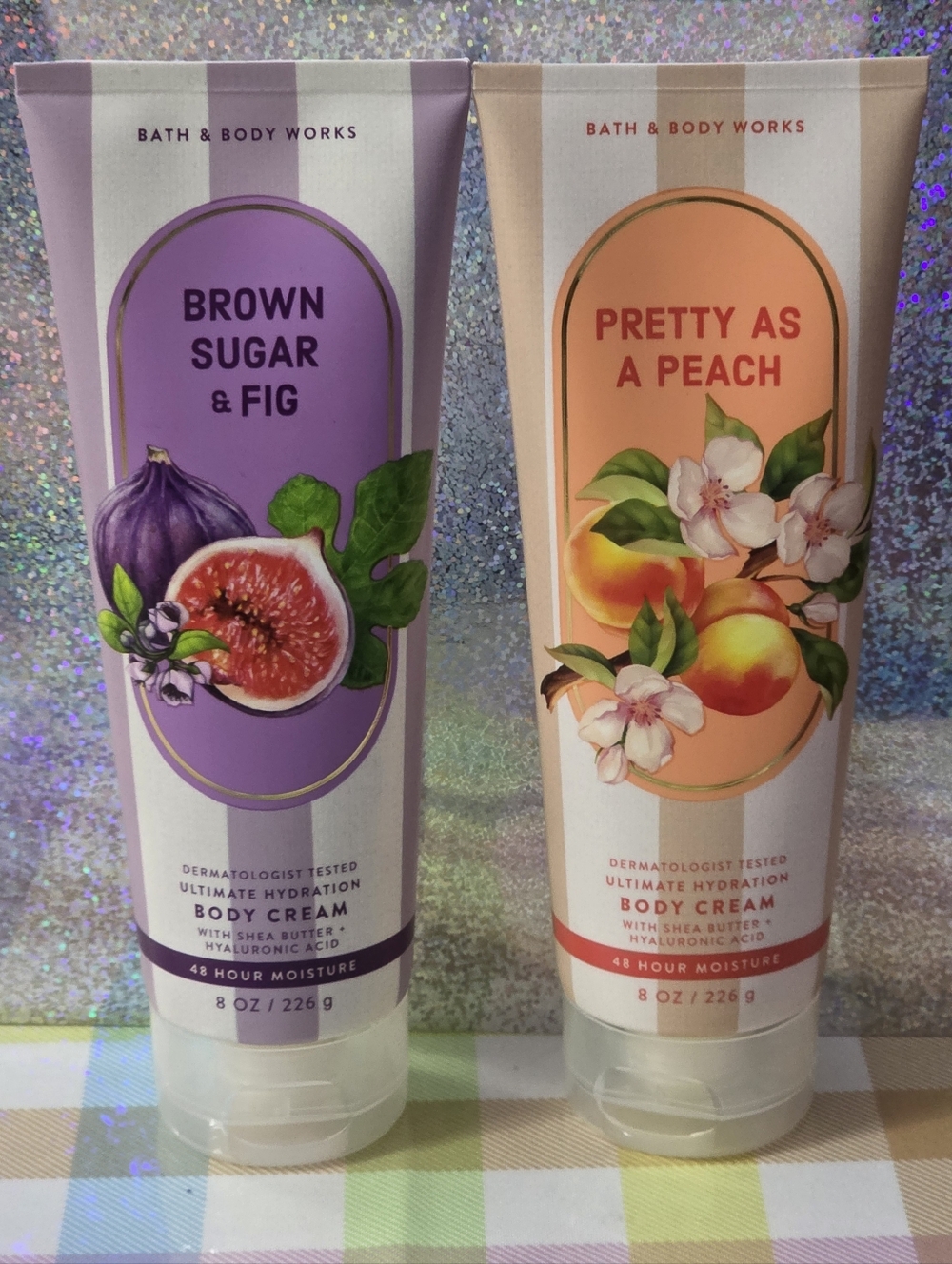 Bath & Body Works Brown Sugar & Pretty as a Peach Body Cream Set NEW Rare